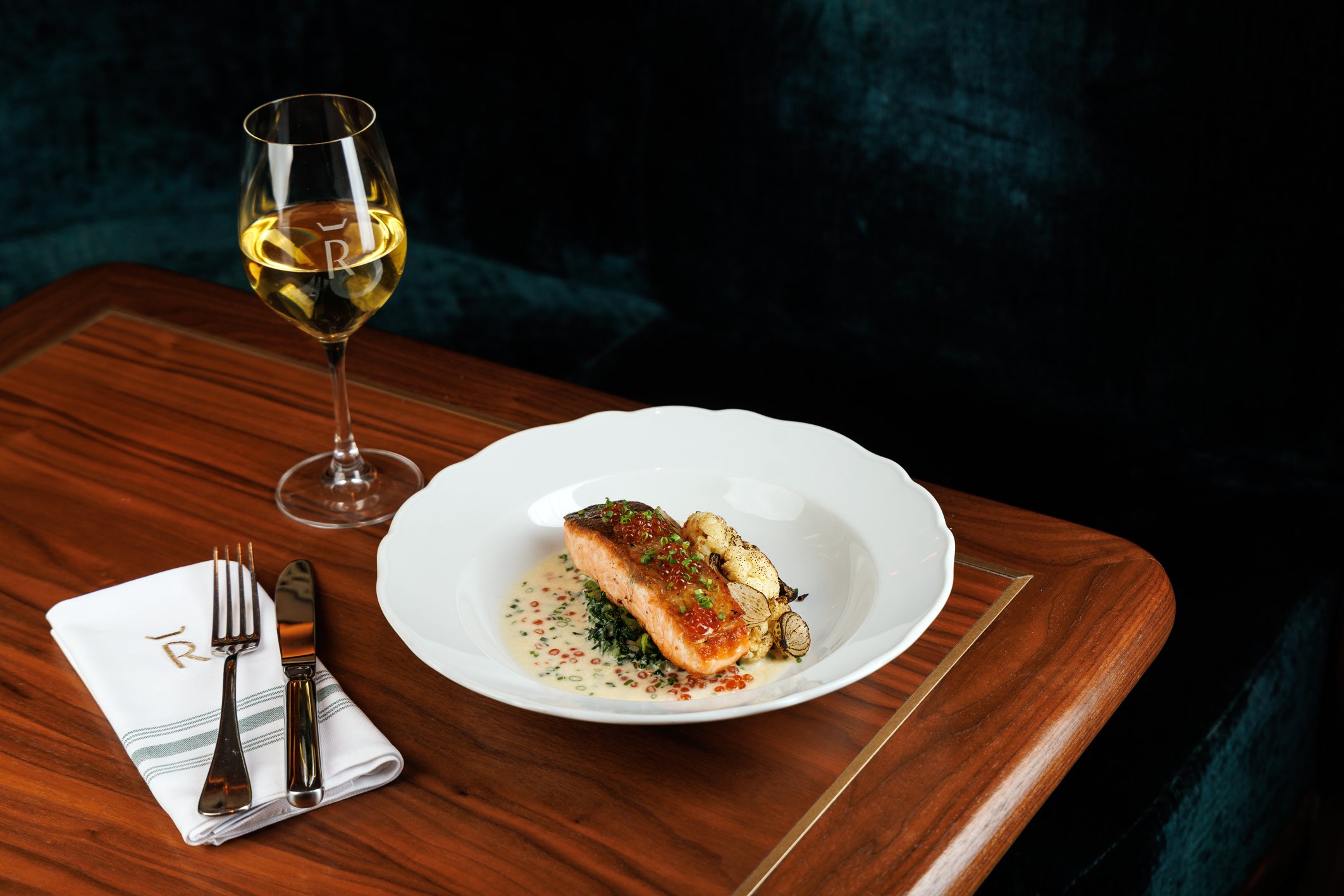 Salmon served at Reign Restaurant, Bar & Bakery at Fairmont Royal York Hotel in downtown Toronto.