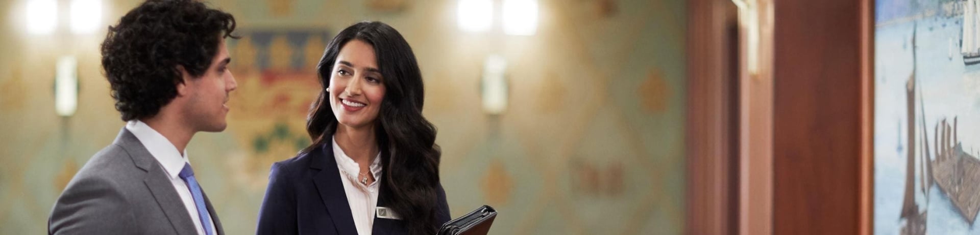 A guest consulting with one of Fairmont Royal York's professional event planners.