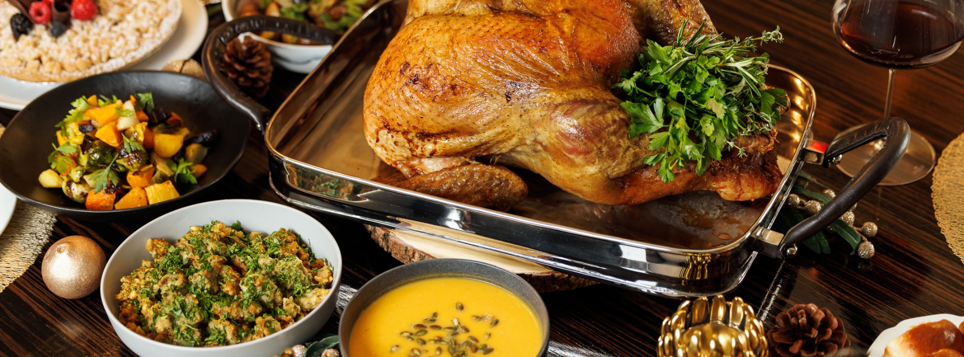 A holiday feast featuring roast turkey at Fairmont Royal York Hotel in downtown Toronto