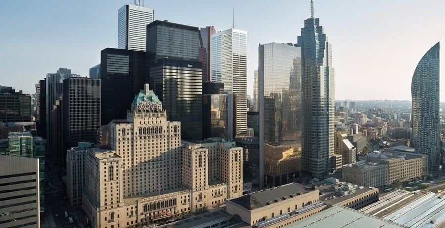 The exterior of Fairmont Royal York in downtown Toronto.