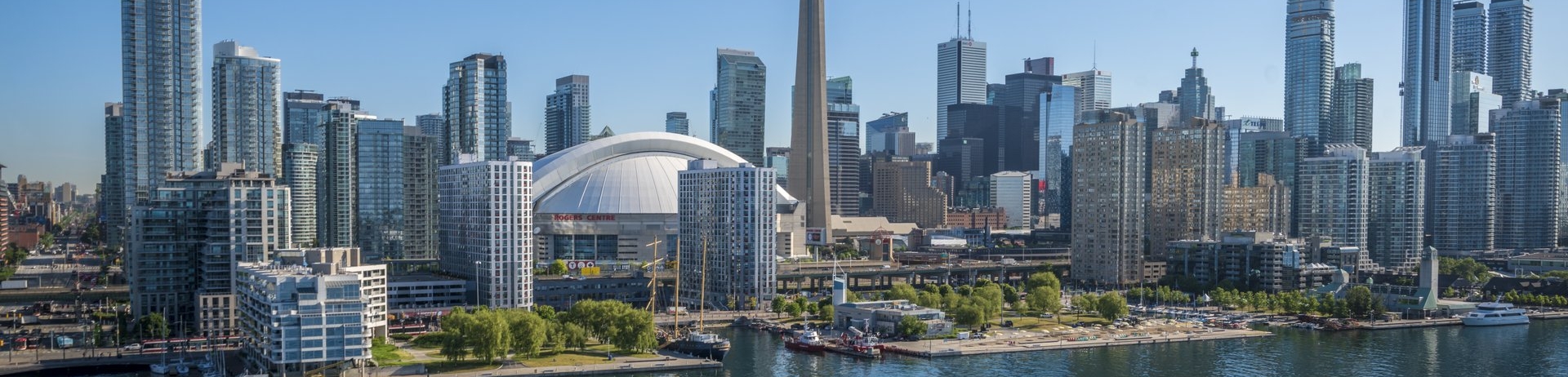 The downtown Toronto skyline on a clear blue skied day